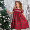 Princess Lana Hand Smocked Plaid Girls Dress, Red - Dresses - 4