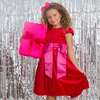 Rosie Velvet & Satin Bow Girls Party Dress, Red & Pink - Dresses - 4