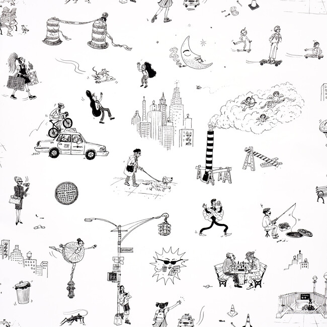 Joana Avilez's Street Scenes Peel & Stick Wallpaper, Black & White