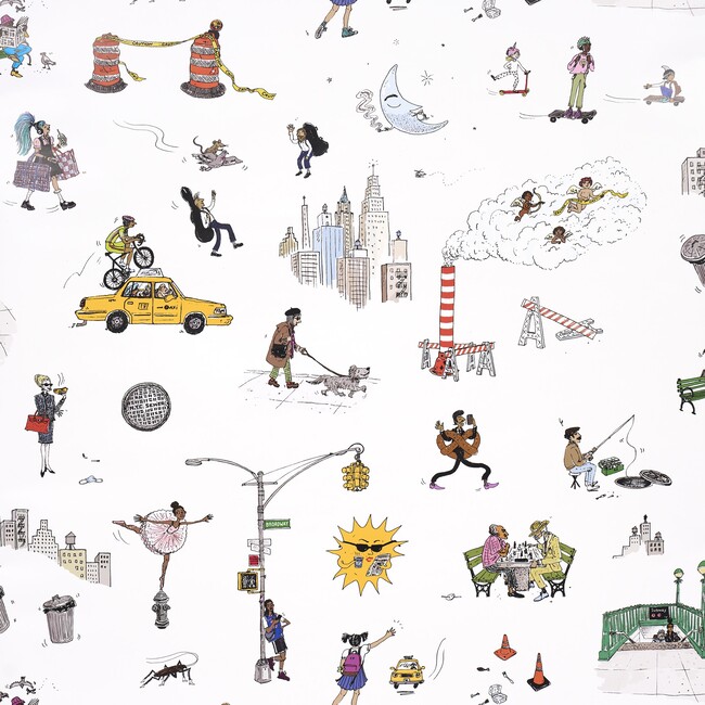 Joana Avilez's Street Scenes Peel & Stick Wallpaper, Multicolor On White