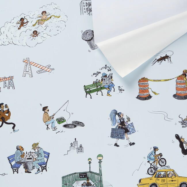 Joana Avilez's Street Scenes Peel & Stick Wallpaper, Multicolor On Sky Blue - Wallpaper - 4