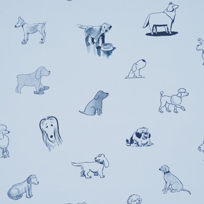 Good Dogs Everywhere Woven Wallpaper, Sky & Navy Blue - Wallpaper - 3