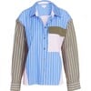 Women's Topher Stripe Top, Cerulean Blue/Pink/Fern Multi - Shirts - 1 - thumbnail