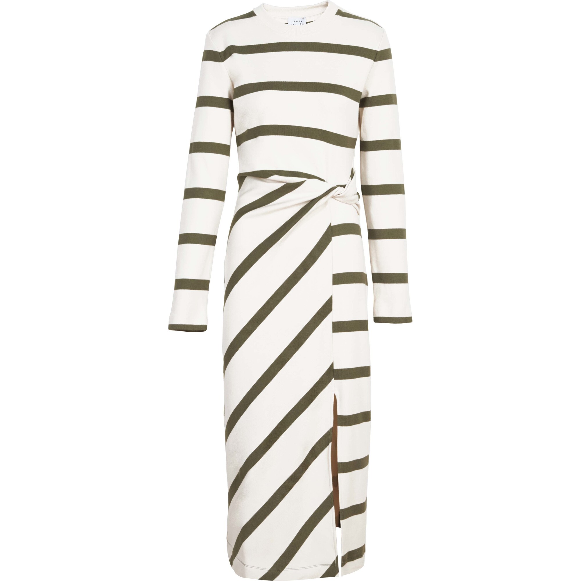 Women's Cody Dress, Cream/Fern Wide Stripe - Dresses - 1