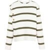 Women's Berk Top, Cream/Fern Wide Stripe - Sweaters - 1 - thumbnail