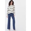 Women's Berk Top, Cream/Fern Wide Stripe - Sweaters - 2