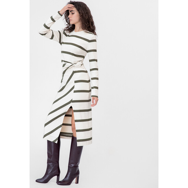 Women's Cody Dress, Cream/Fern Wide Stripe - Dresses - 3