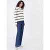 Women's Berk Top, Cream/Fern Wide Stripe - Sweaters - 3