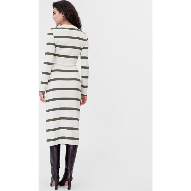 Women's Cody Dress, Cream/Fern Wide Stripe - Dresses - 4