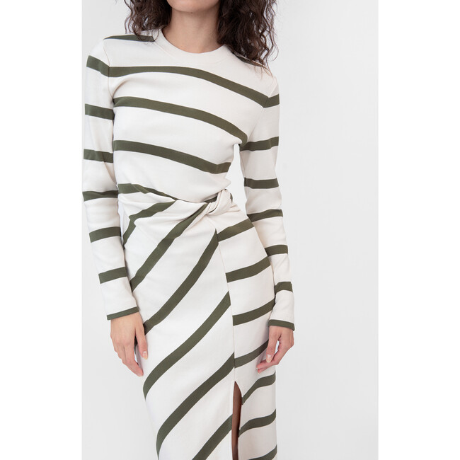 Women's Cody Dress, Cream/Fern Wide Stripe - Dresses - 5