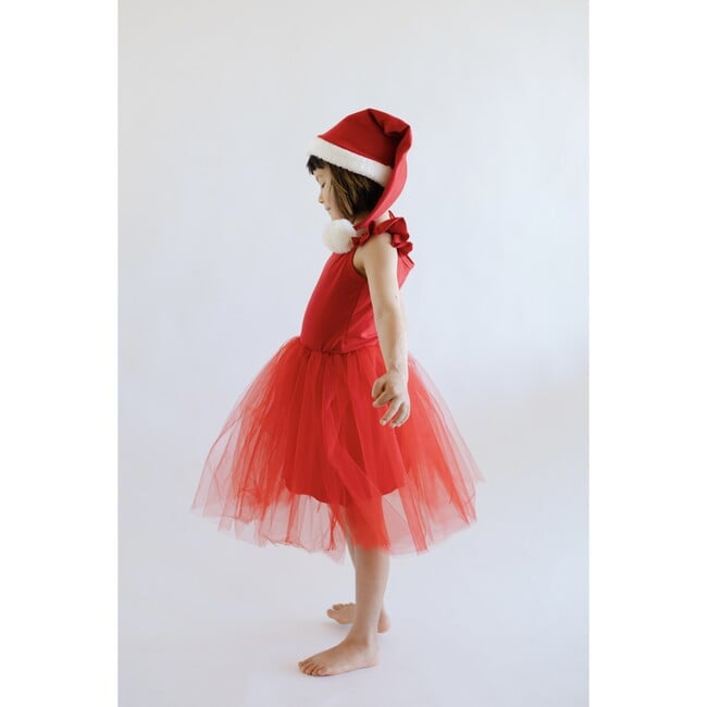 Red Holiday Dress with Santa Hat - Costumes - 5