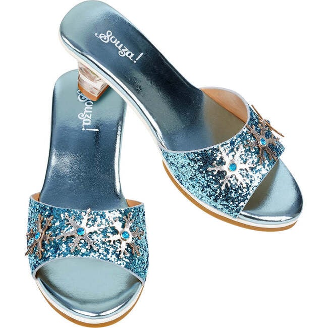 Ice queen, High heel slipper, metallic light ble