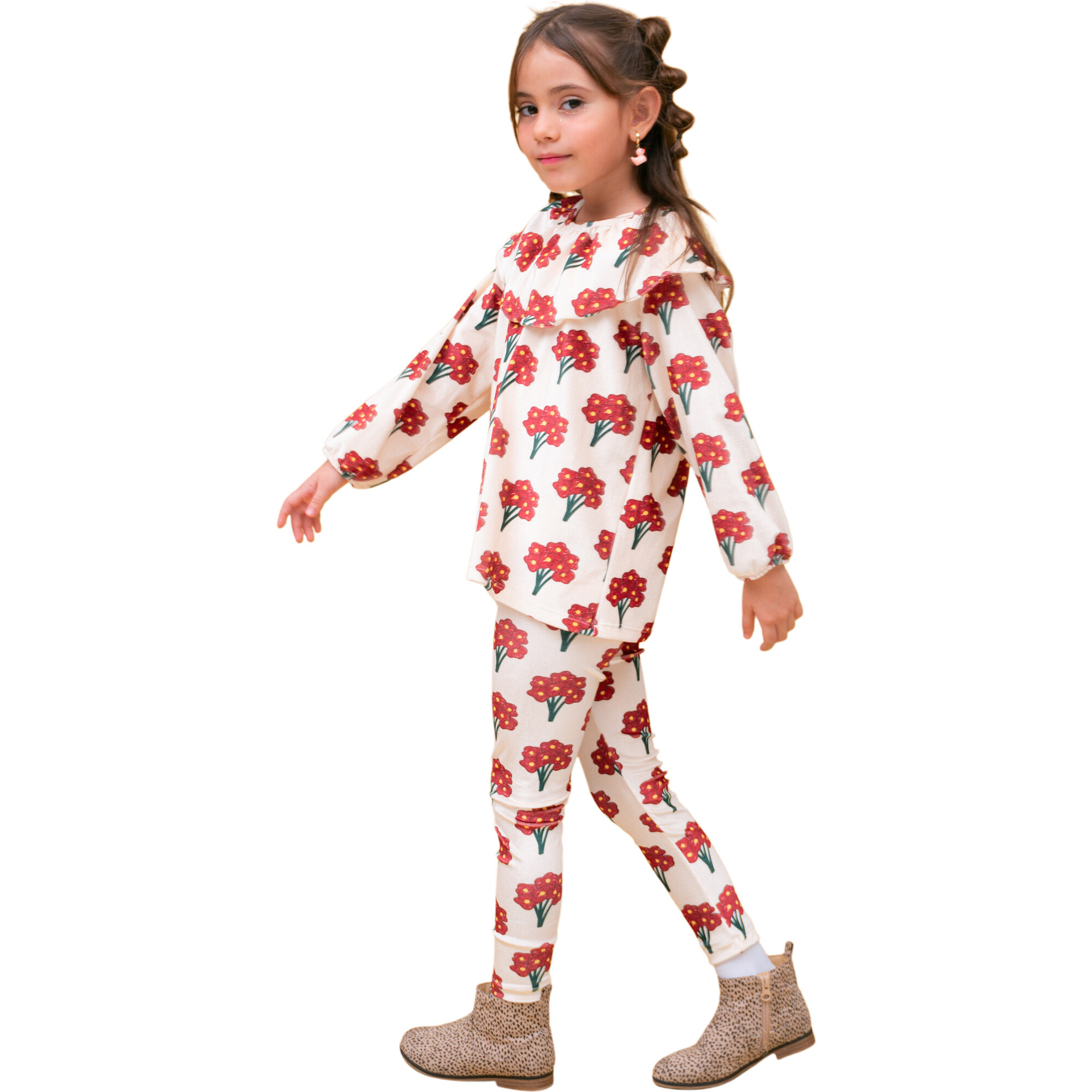 Flower Bouquet  Velvet Set (Blouse + Leggings) - Mixed Apparel Set - 1