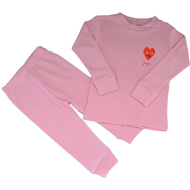 Baby + Kids Pink Smiley Heart Pajamas, Personalized