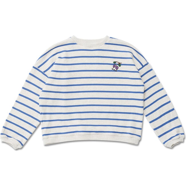 Striped Cherry Sweatshirt, Blue Stripe