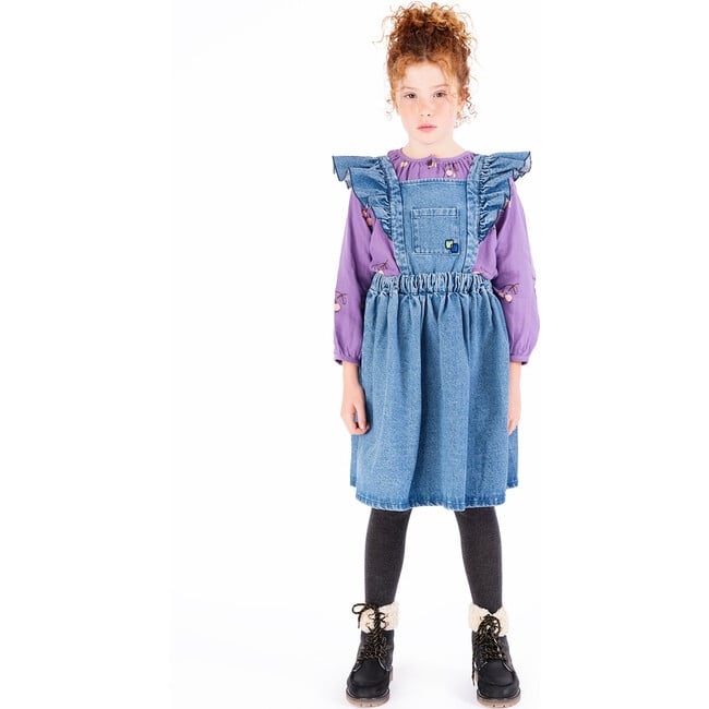 Ruffle Pinafore, Denim - Dresses - 2