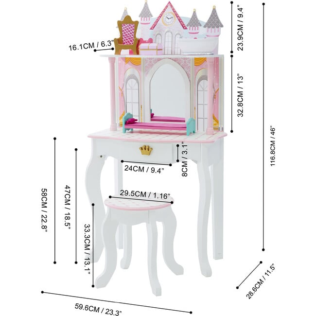 Dreamland Castle Play Vanity Set - Kids Seating - 8