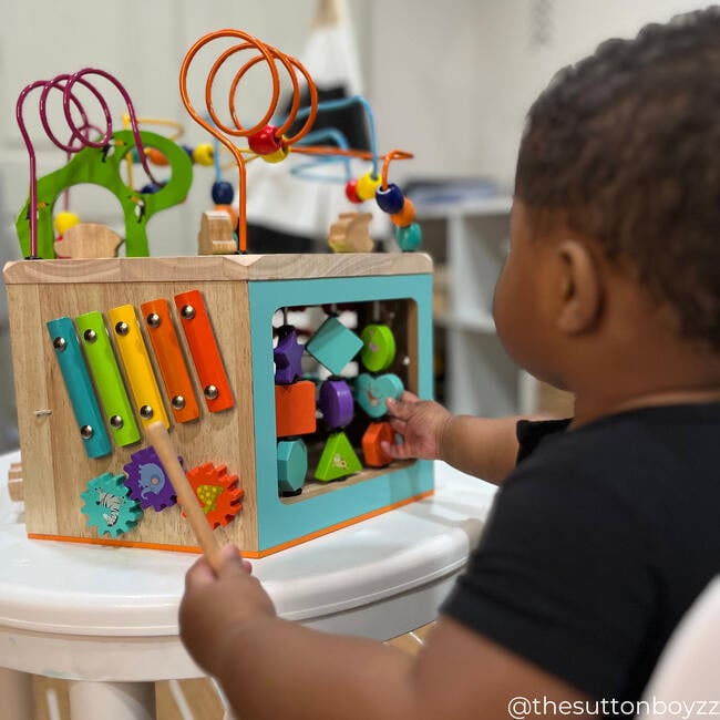 Preschool Play Lab Large Wooden Activity Learning 7-side Cube - Developmental Toys - 10