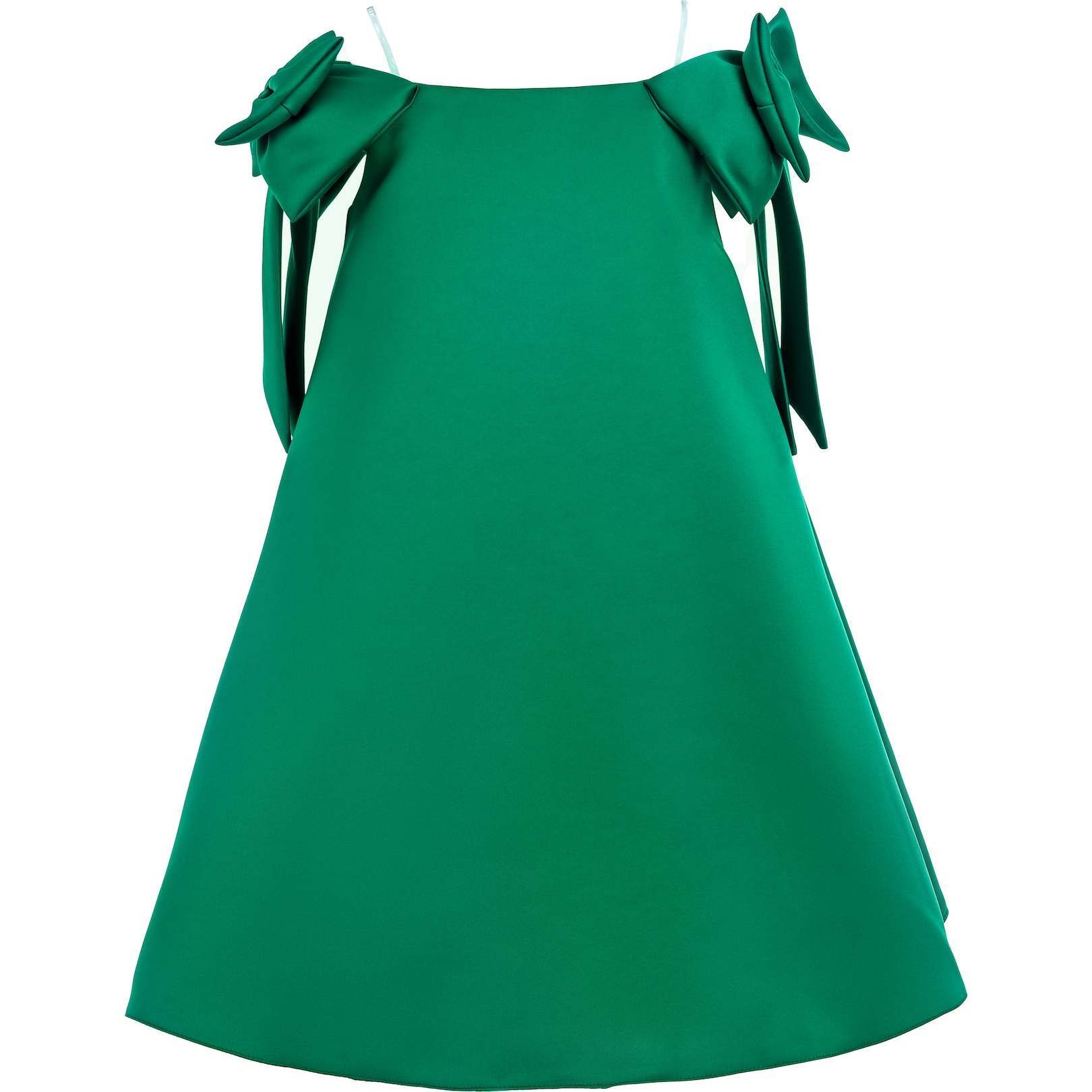 Luneta Off Shoulder Bow Dress, Green - Dresses - 1