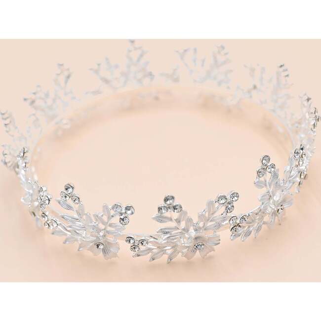 Crystal Wreath Floral Crown, Silver - Hair Accessories - 2