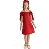 Luneta Off Shoulder Bow Dress, Red - Dresses - 2