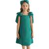 Luneta Off Shoulder Bow Dress, Green - Dresses - 4