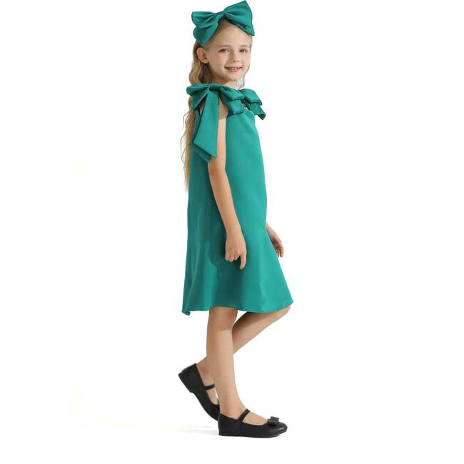 Luneta Off Shoulder Bow Dress, Green - Dresses - 5