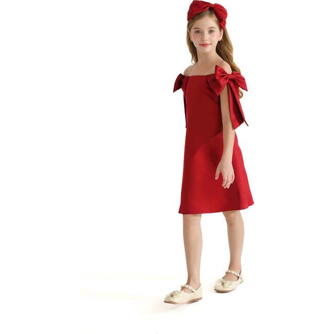 Luneta Off Shoulder Bow Dress, Red - Dresses - 6