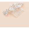 Crystal Ribbon Flowerbed Hair Comb, Silver - Hair Accessories - 2