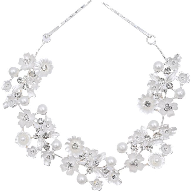 Crystal Garden Pearl Accent Hair Vine, Silver