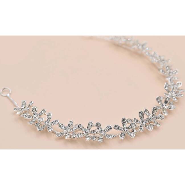 Crystal Flower Garland Hair Vine, Silver - Hair Accessories - 2