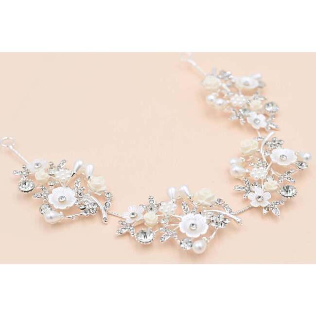 Crystal Flower Ivory Hair Vine, Silver - Hair Accessories - 2