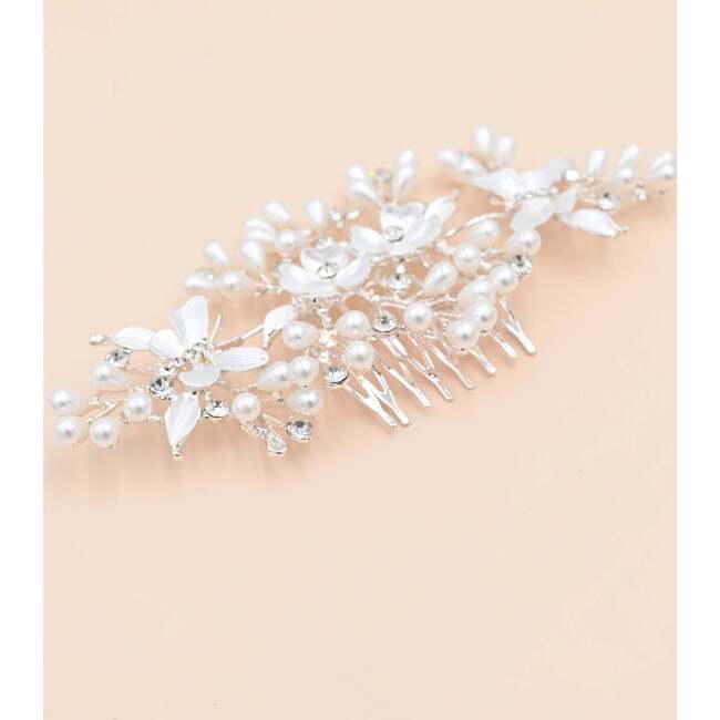 Crystal Olea Butterfly Floral Hair Comb, Silver - Hair Accessories - 2