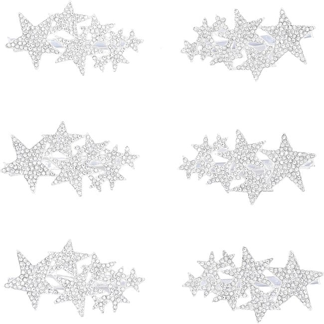 Crystal Star Collection Hair Clips, Silver