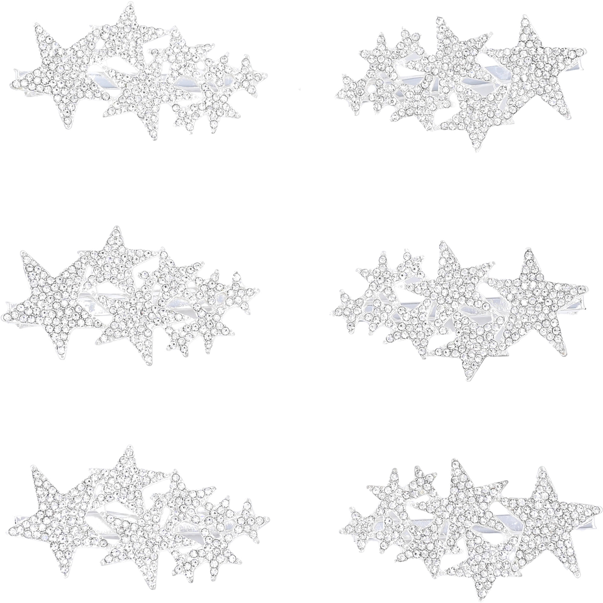 Crystal Star Collection Hair Clips, Silver - Hair Accessories - 1