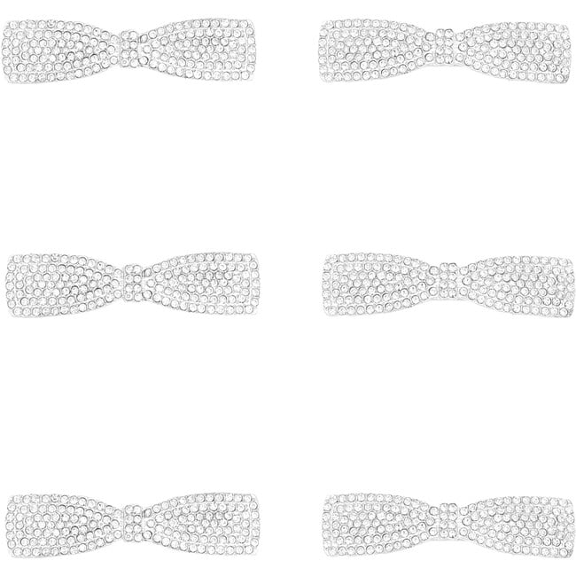 Crystal Rhinestone Ribbon Hair Clips, Silver