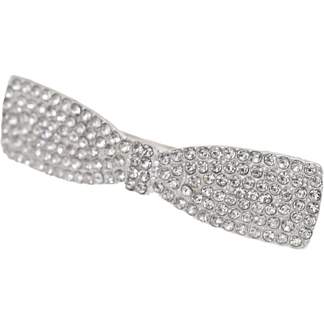 Crystal Rhinestone Ribbon Hair Clips, Silver - Hair Accessories - 2