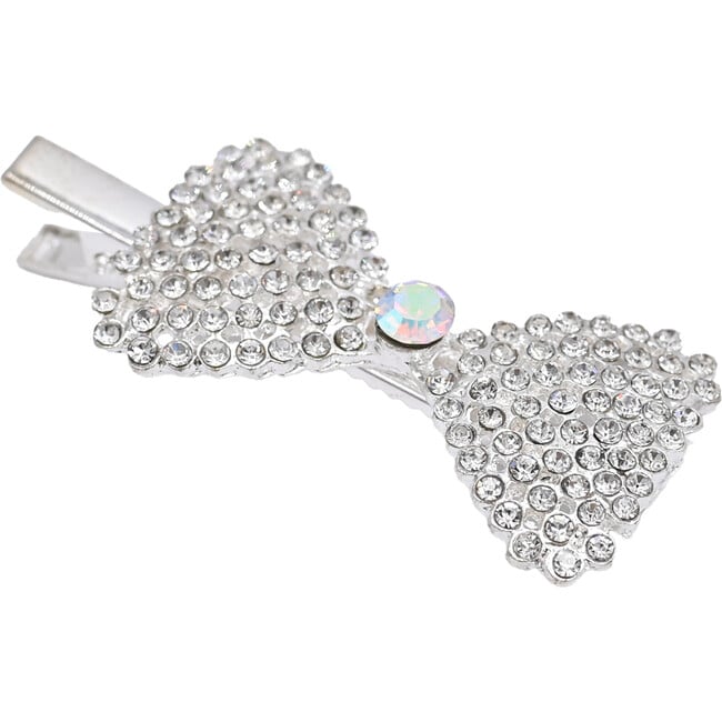 Crystal Bow, Heart, Butterfly Hair Clips, Silver - Hair Accessories - 2