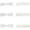 Crystal Bow & Pearl Studded Hair Clips, Silver - Hair Accessories - 1 - thumbnail