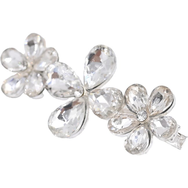 Crystal Bow & Daisy Hair Clips, Silver - Hair Accessories - 2