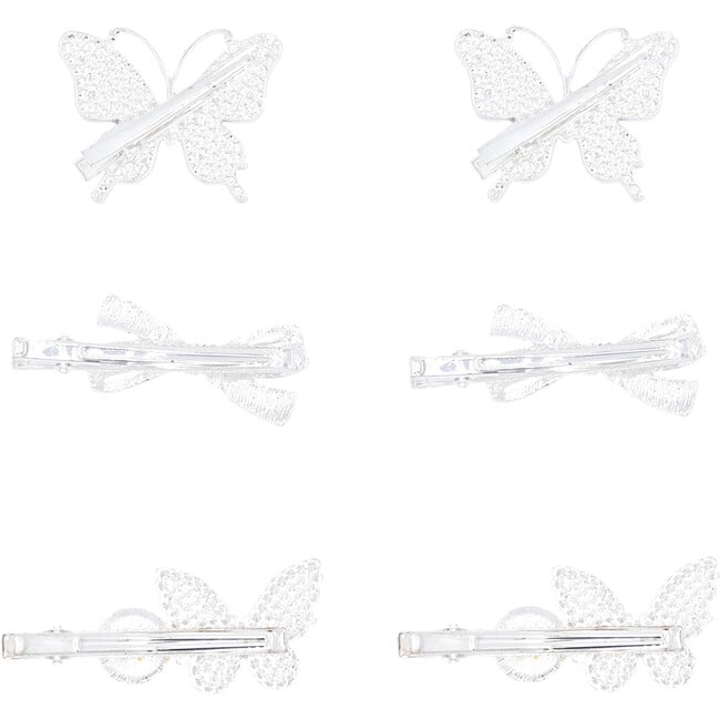 Crystal Bow & Butterfly Mosaic Hair Clips, Silver - Hair Accessories - 5