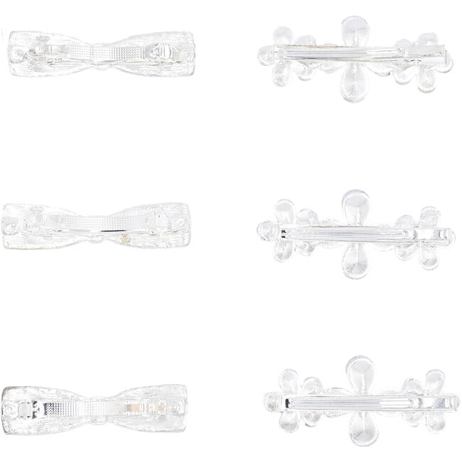 Crystal Bow & Daisy Hair Clips, Silver - Hair Accessories - 4