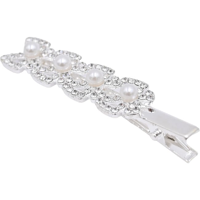 Crystal Ribbon & Flower Hair Clips, Silver - Hair Accessories - 2