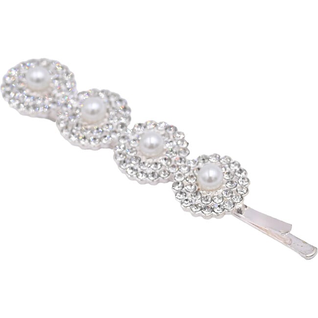 Crystal Ribbon & Flower Hair Clips, Silver - Hair Accessories - 3