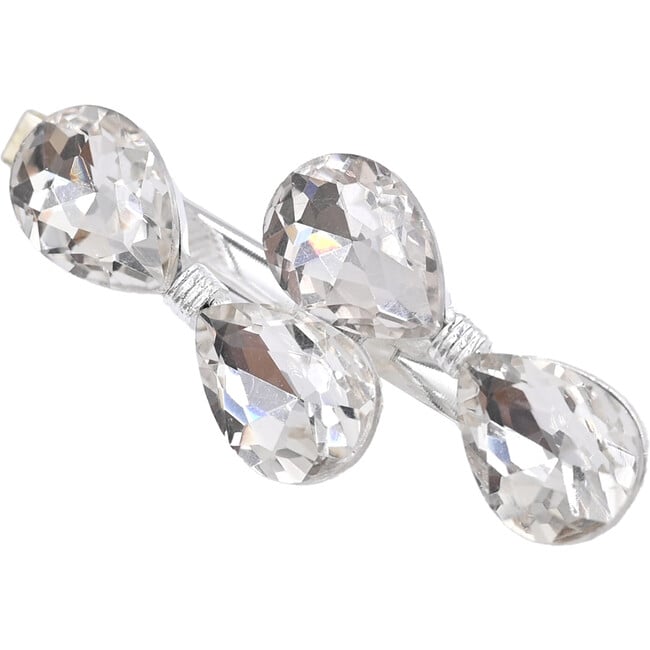 Crystal Droplet & Flower Hair Clips, Silver - Hair Accessories - 3