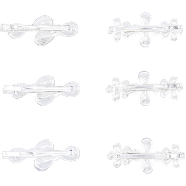 Crystal Droplet & Flower Hair Clips, Silver - Hair Accessories - 4