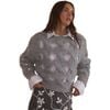 Women's Open Knit Sweater, Grey - Sweaters - 4