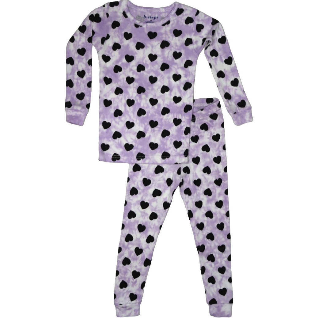 Kids Pajamas, Lilac Tie Dye Hearts - Pajamas - 1