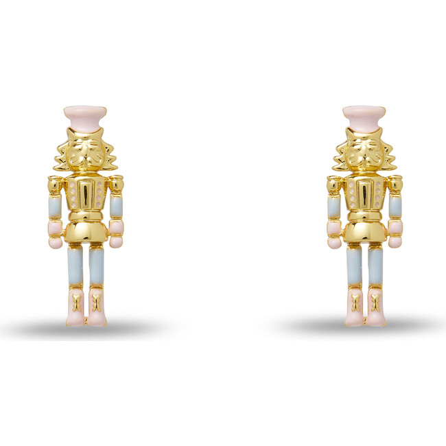 Women's Nutcracker 14K Gold Plated Button Earrings, Gold - Earrings - 1