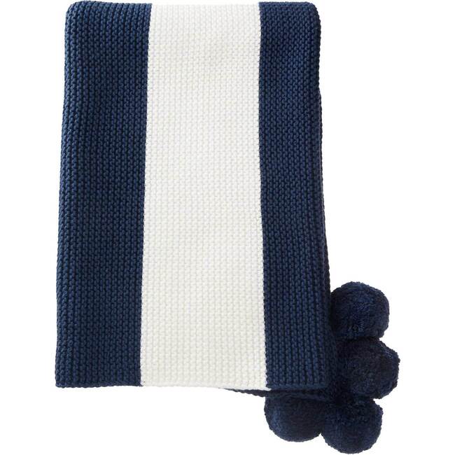 Kids Pima Cotton 2-Tone Baby Blanket, Navy - Hats - 1